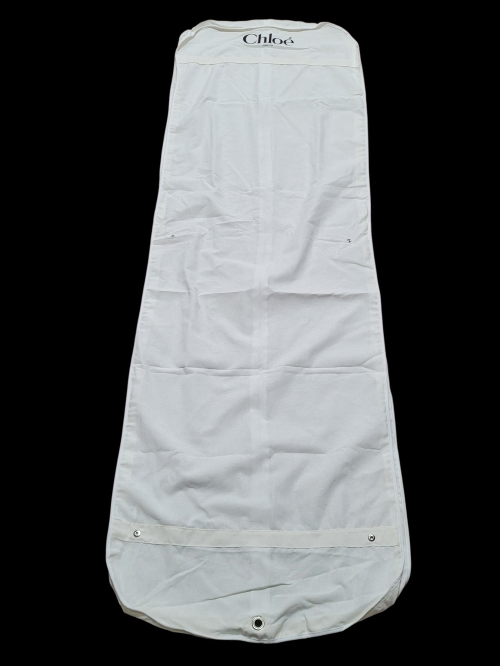 Chloé Gown Garment Bag Long White Cotton Full Zip Logo Empty Storage 66 x 21 in